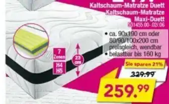 Möbel Boss Kaltschaum Matratze Duett Kaltschaum Matratze Maxi-Duett Angebot