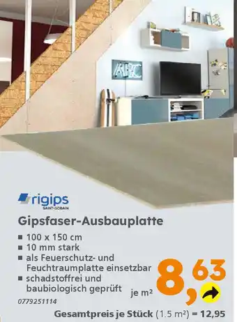 Globus Baumarkt rigips Gipsfaser-Ausbauplatte Angebot