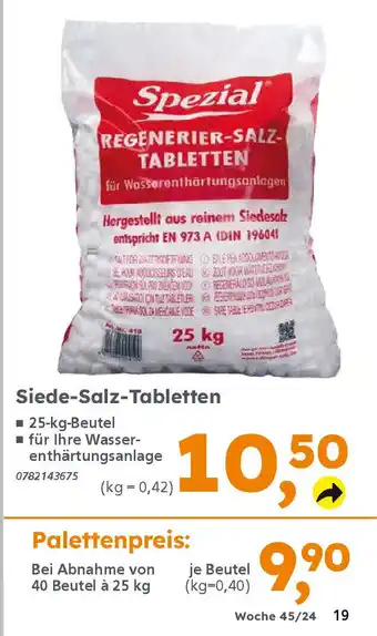 Globus Baumarkt Spezial Siede-Salz-Tabletten Angebot