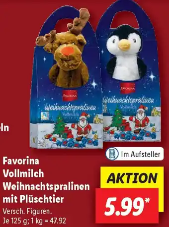 Lidl Favorina Vollmilch Weihnachtspralinen mit Plüschtier Angebot