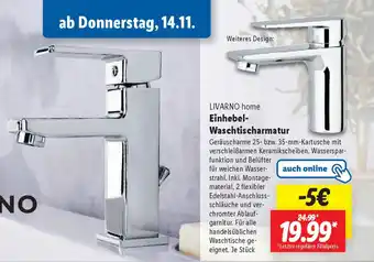 Lidl LIVARNO home Einhebel Waschtischarmatur Angebot