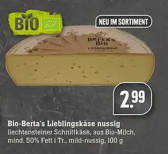 Scheck-in-Center Bio-berta's Leiblingskäse Nussig Angebot