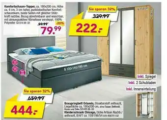 Möbel Boss Komfortschaum-topper Oder Boxspringbett Orlando Oder Kleiderschrank Chicago Angebot