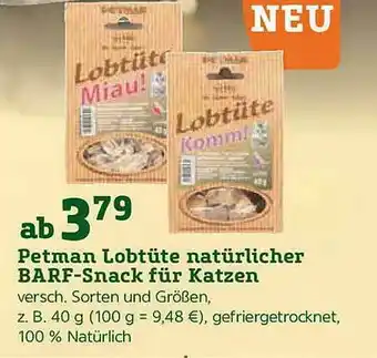 Pflanzen Kölle Petman Lobtüte Natürlicher Barf-snack Für Katzen Angebot