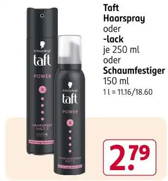 Rossmann Taft haarspray, -lack oder schaumfestiger Angebot