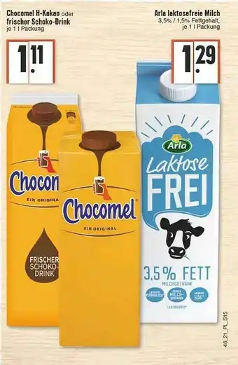 E-Center Chocomel H-kakao Oder Frischer Schoko-drink Oder Arla Laktosefreie Milch Angebot