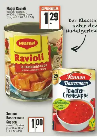 Edeka Maggi Ravioli, Sonnen Bassermann Suppen Angebot