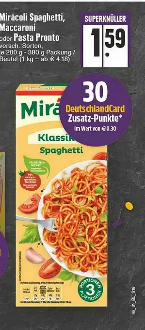 Edeka Mirácoli Spaghetti Maccaroni Oder Pasta Pronto Angebot