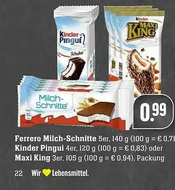 Edeka Ferrero Milch-schnitte, Kinder Pingui Oder Maxi King Angebot