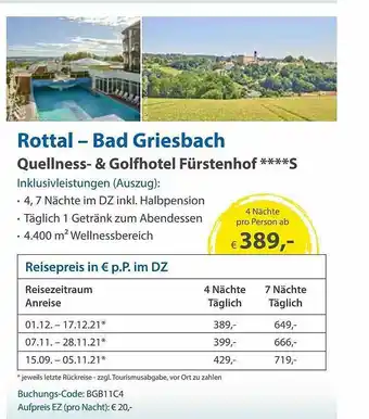 Edeka Quellness & Golfhotel Fürstenhof Angebot