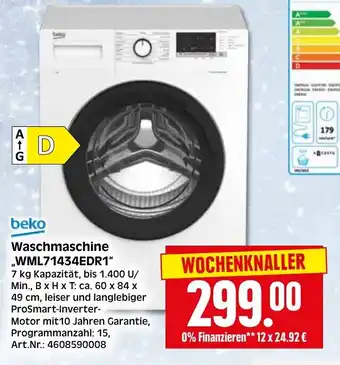 Herkules Baumarkt beko Waschmaschine ,,WML71434EDR1" Angebot