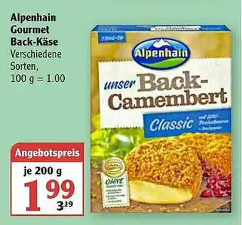 Globus Alpenhain Gourmet Back-käse Angebot