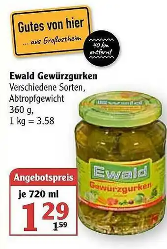 Globus Ewald Gewürzgurken Angebot