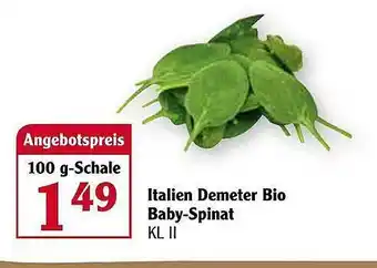 Globus Italien Demeter Baby-spinat Angebot