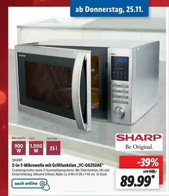 Lidl 2in1-mikrowelle Mit Grillfunktion Vc-gg252ae Angebot