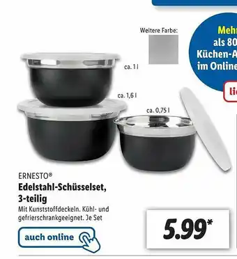 Lidl Ernesto Edelstahl-schüsselset, 3-tlg Angebot