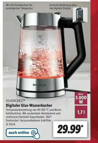 Lidl Digitaler Glas-wasserkocher Silvercrest Angebot