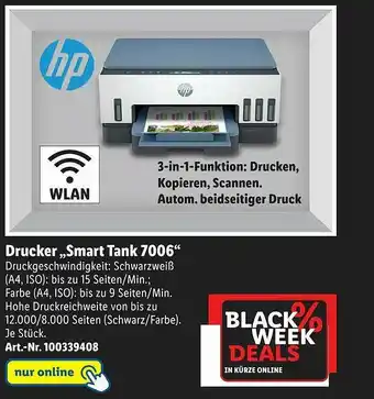 Lidl Hp Drucker „smart Tank 7006“ Angebot