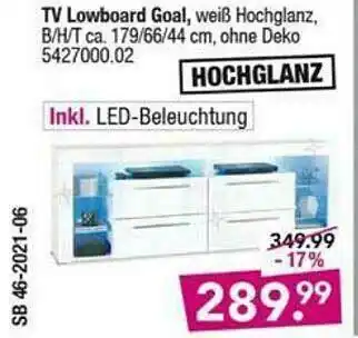 Möbel Boss Tv Lowboard Goal Angebot