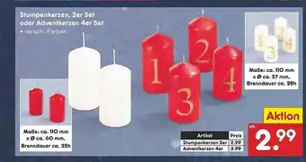 Netto Marken-Discount Stumpenkerzen, 2er Set Oder Adventskerzen 4er Set Angebot