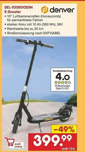 Netto Marken-Discount Denver Sel-103500din E-scooter Angebot