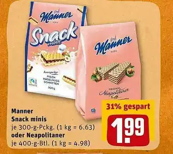 REWE Manner Snack Minis Oder Neapolitaner Angebot