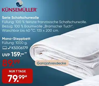 Galeria KÜNSEMÜLLER Mono-Steppbett Angebot