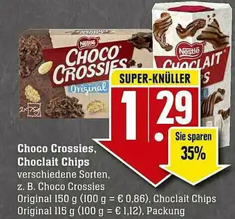 Scheck-in-Center Choco Crossies, Choclait Chips Angebot