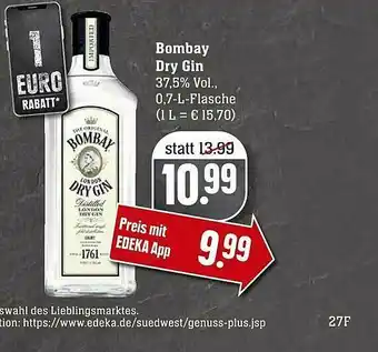 Scheck-in-Center Bombay Dry Gin Angebot