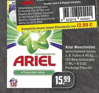 Scheck-in-Center Ariel Waschmittel Angebot