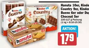 dodenhof Hanuta 10er, Kinder Country 9er, Kinder Bueno 6er oder Duplo Chocnut 5er Angebot