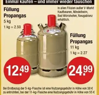 V Markt Füllung propangas Angebot