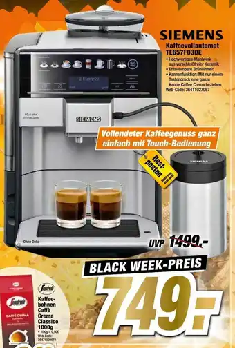 Expert Siemens Kaffeevollautomat TE 657 F03 DE Angebot