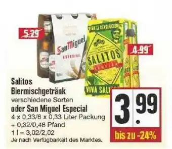 Edeka Salitos Biermischgetränck Oder San Miguel Especial Angebot