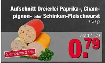 Edeka Scherer Aufschnitt Dreierlei Paprika-, Champignon- Oder Schinken-fleischwurst Angebot