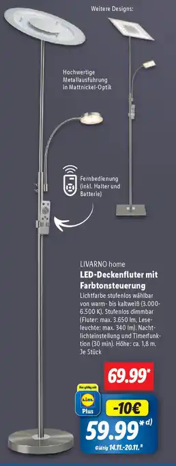 Lidl LIVARNO home LED-Deckenfluter mit Farbtonsteuerung Angebot