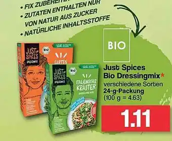 Famila Nord West Just Spices Bio Dressingmix Angebot