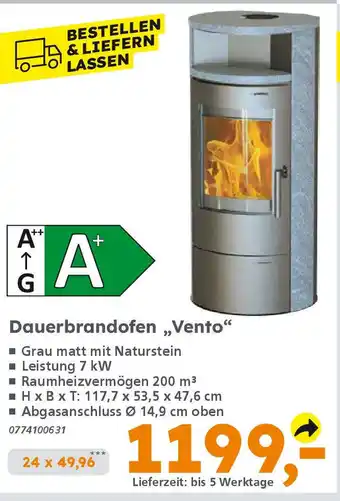 Globus Baumarkt Dauerbrandofen „Vento" Angebot
