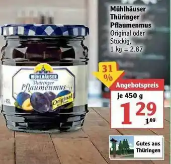 Globus Mühlhäuser Thüringer Pflaumenmus Angebot