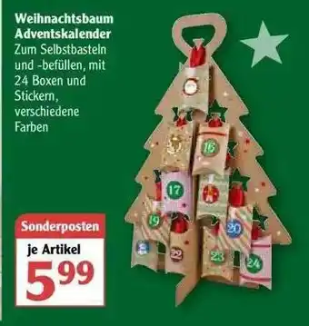 Globus Weihnachtsbaum Adventskalender Angebot