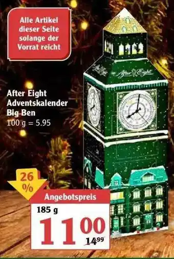 Globus After Eight Adventskalender Big Ben Angebot