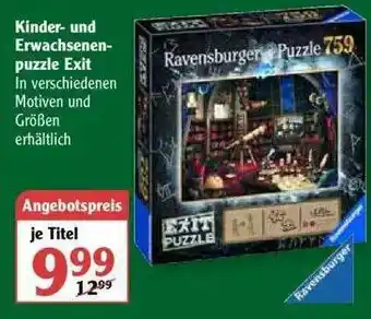 Globus Kinder Und Erwachsenen Puzzle Exit Angebot