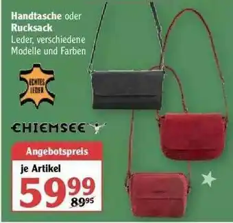 Globus Chiemsee Handtasche Oder Rucksack Angebot