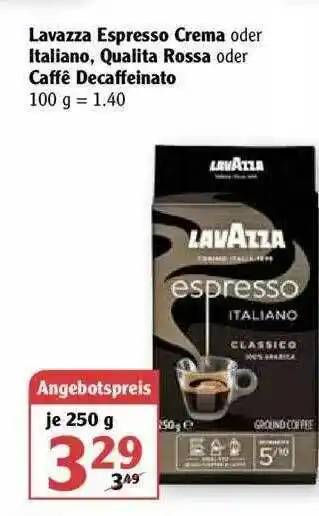 Globus Lavazza Espresso Crema Oder Italiano, Qualita Rossa Oder Caffè Decaffeinato Angebot