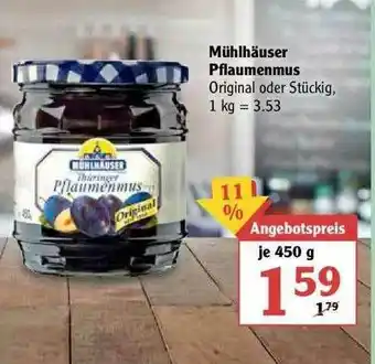 Globus Mühlhäuser Pflaumenmus Angebot