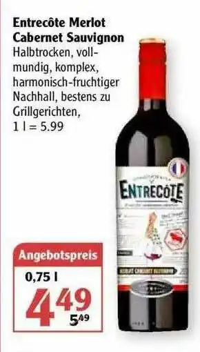 Globus Entrecôte Merlot Cabernet Sauvignon Angebot