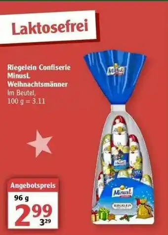 Globus Riegelein Confiserie MinusL Weihnachtsmänner Angebot