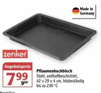 Globus Zenker Pflaumenbackblech Angebot