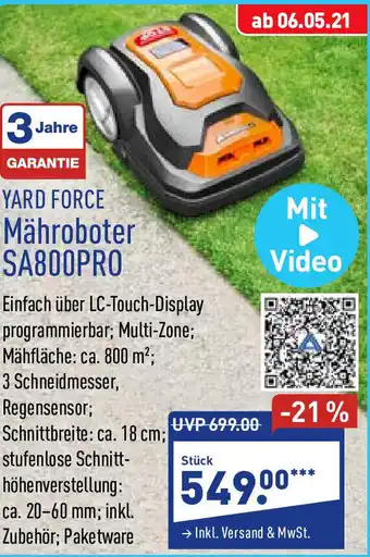 Aldi Nord Yard Force Mähroboter SA800PRO Angebot