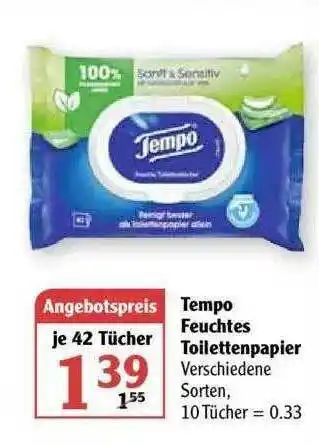 Globus Tempo Feuchtes Toilettenpapier Angebot